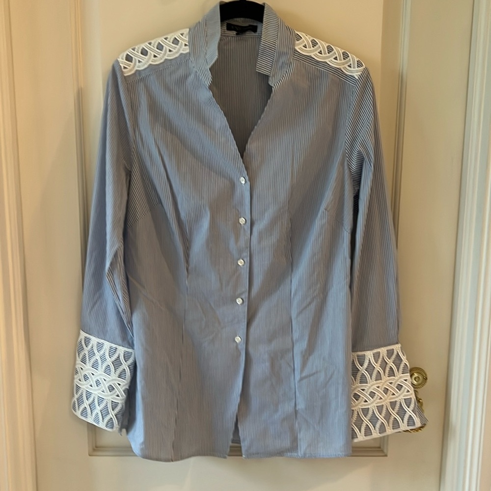 Blue & white striped Etcetera blouse